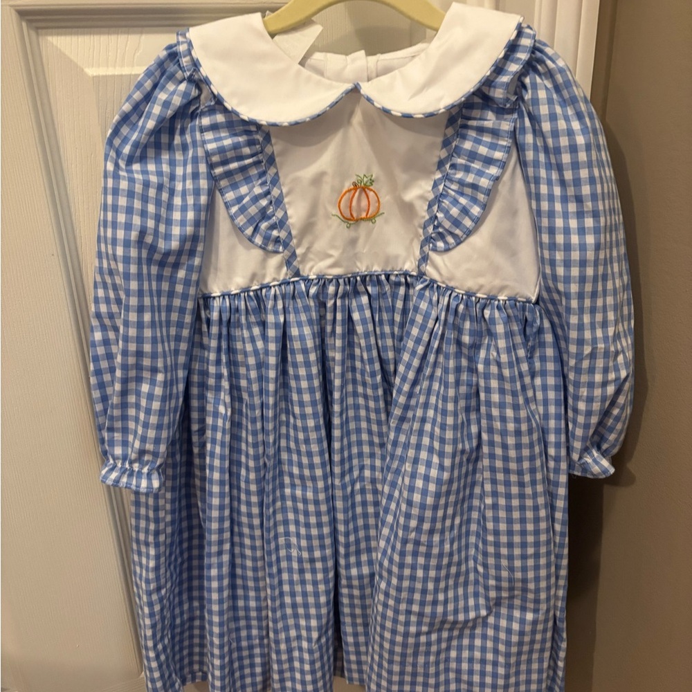 NWT Bailey Boys Blue Gingham Pumpkin Dress